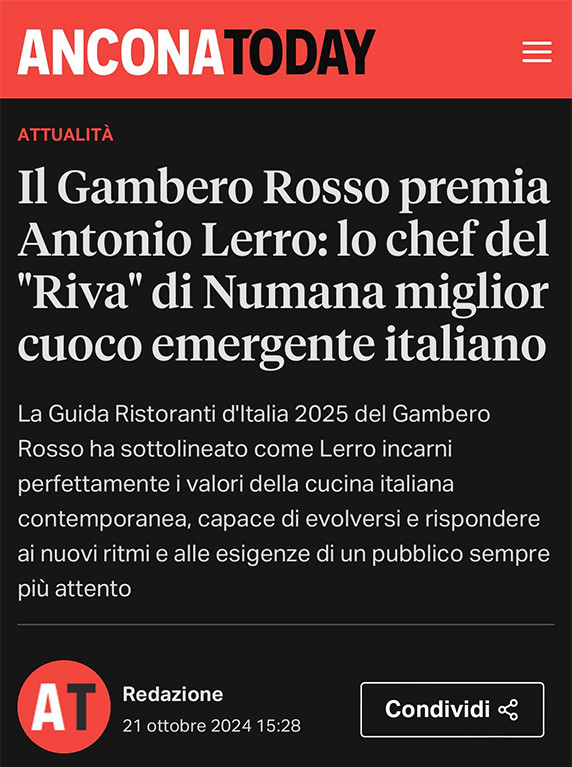 Il Gambero Rosso premia Antonio Lerro