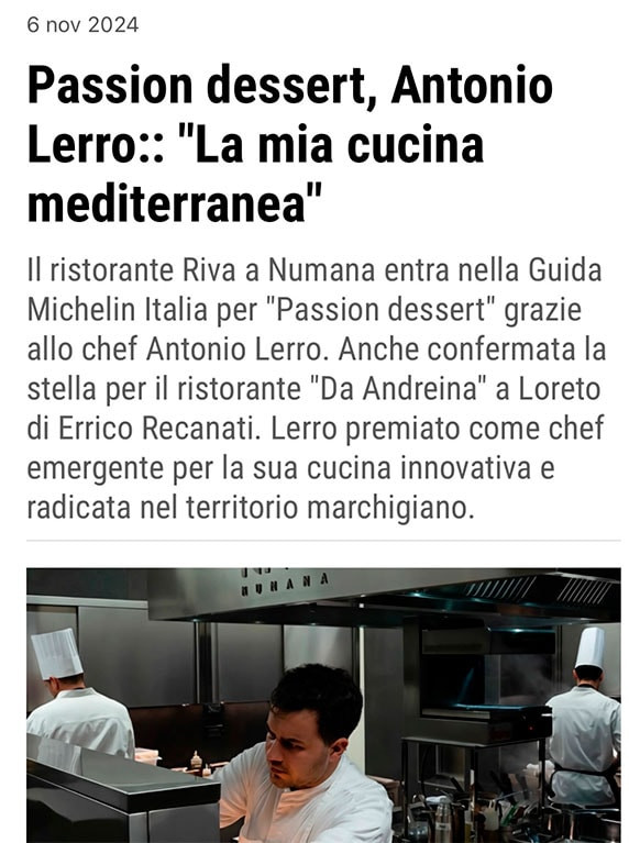  Il Riva entra nella Guida Michelin 2025 per il "Passion Dessert" 
